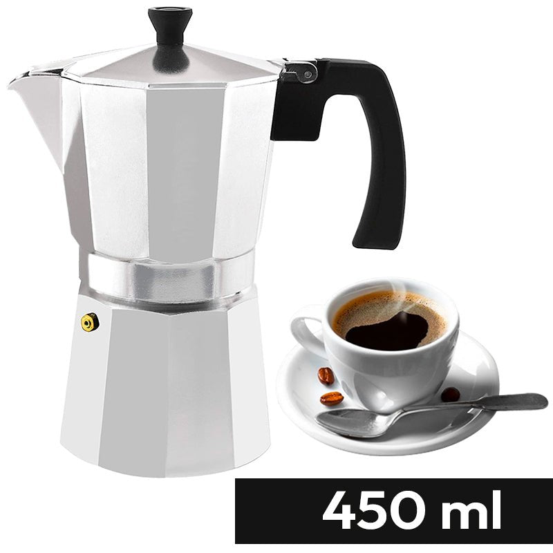 Cafetera Italiana 450ml 9 Tazas Espresso Acero Inoxidable - LhuaStore
