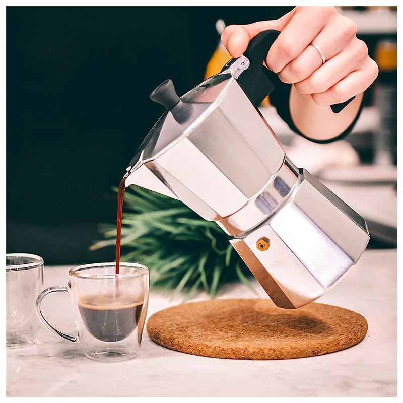 Cafetera Italiana 450ml 9 Tazas Espresso Acero Inoxidable - LhuaStore