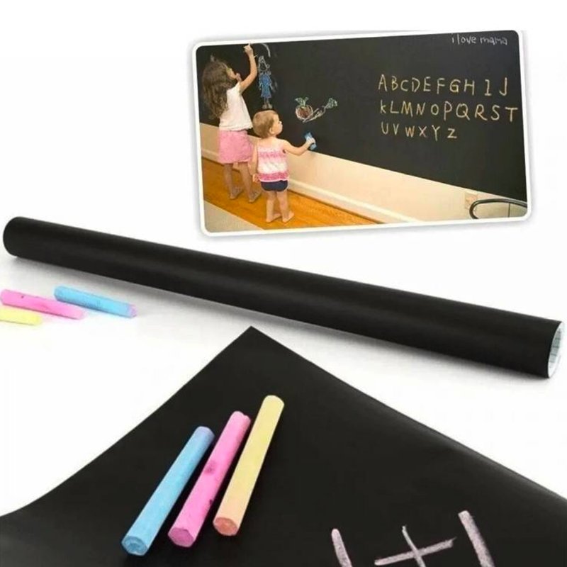 Pizarra Sticker Negro Vinilo + Tizas Surtidas