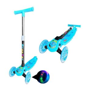 Scooter Monopatín Kids Plegable Ruedas Led Niños Celeste