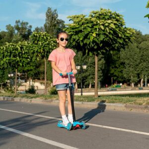 Scooter Monopatín Kids Plegable Ruedas Led Niños Celeste