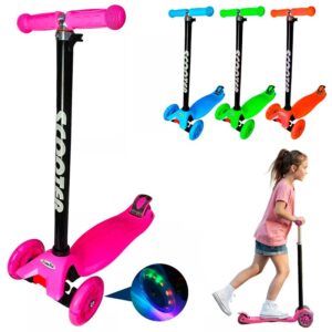 Scooter Monopatín Ruedas Led Niñ@s Regulable Rosado
