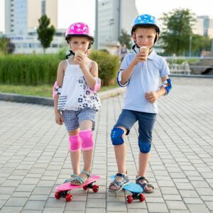 Set Protección Niños Casco Rodilla Codo Mano Azul Estrella