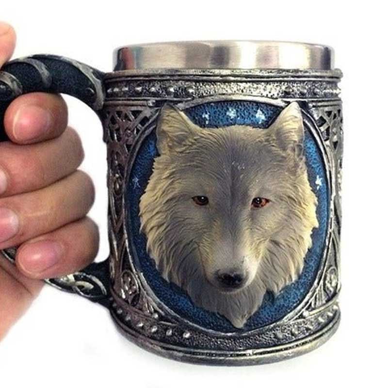 Taza Tazón Mug Zorro Medieval Acero Inoxidable 400ml Vikingo