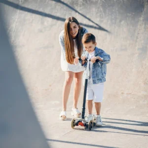 Scooter Monopatin Rupu Militar Celeste Niños Regulable Ruedas Led