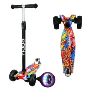 Scooter Monopatin Rupu Graffiti Naranja Niños Regulable Rueda Led