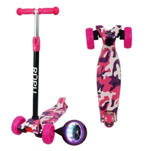 Scooter Monopatin Rupu Militar Niñas Regulable Rueda Led